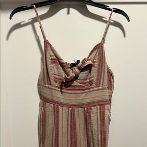 Striped Sleeveless Romper with Knot Detail